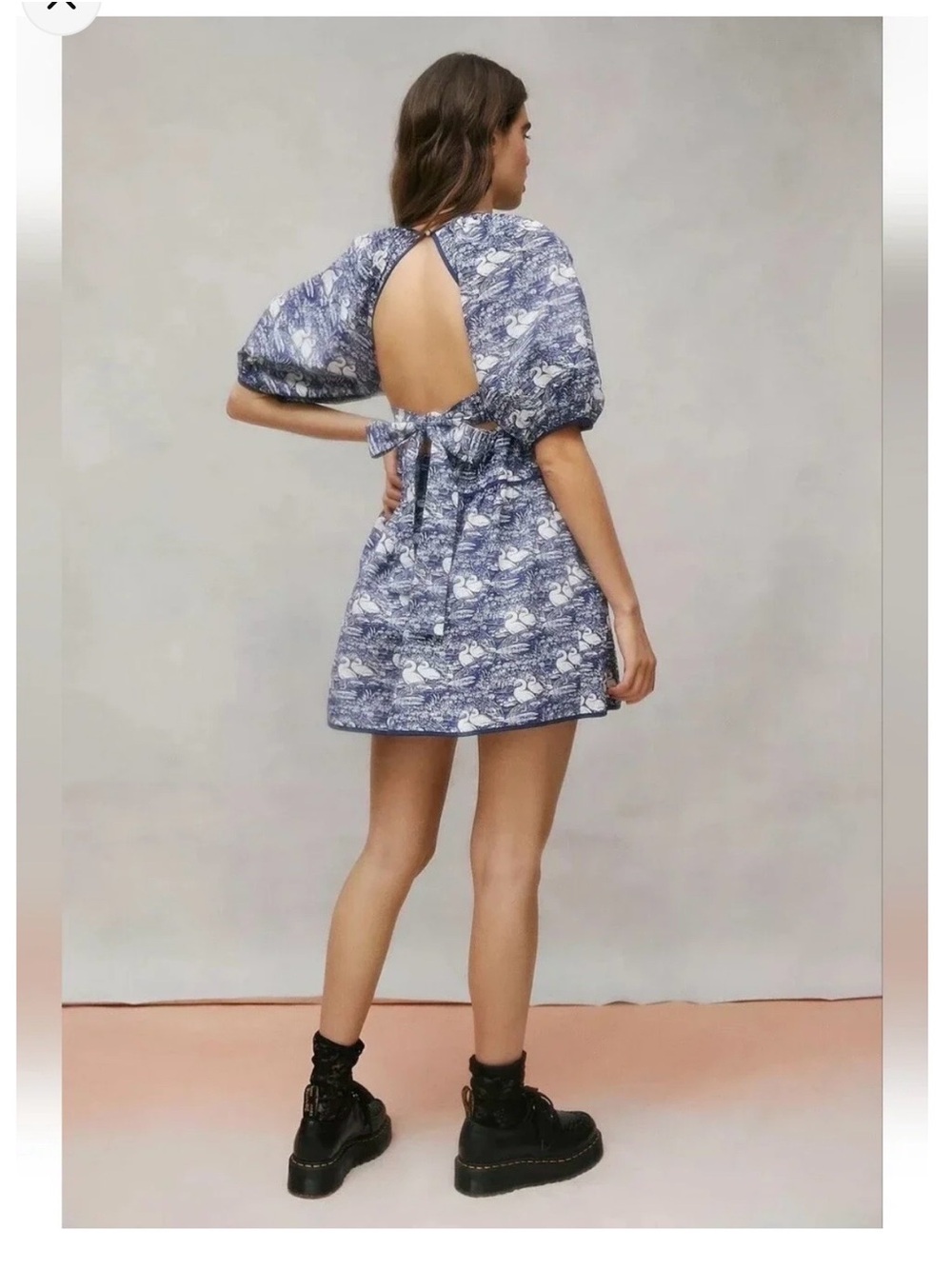 Urban Outfitters Laura Ashley Bella Tiered  Open-Back Mini Dress